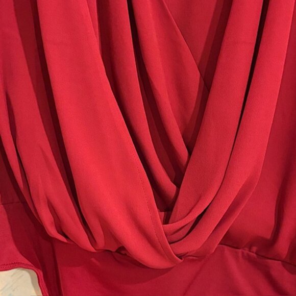 NYC 7th Avenue Red Dressy Cross Over XL Drapey Blouse Body Suit V Neck NWT - Picture 3 of 10